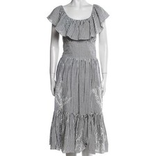 TORY BURCH Striped Midi Length Dress
