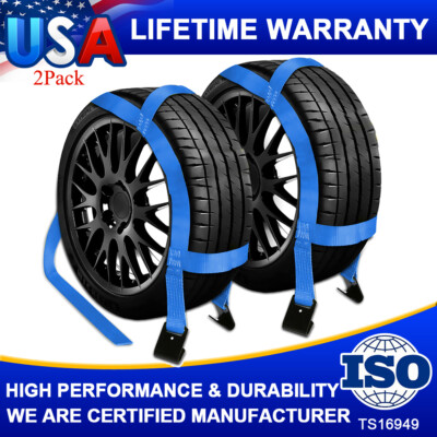 Tow Dolly Basket Straps W/Flat Hooks Universal Vehicle 10000lbs Working Capacity