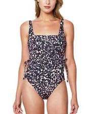 Sanctuary Stay Cool Printed Lace-Up 1-Piece Swimsuit 119 Size L  U11B 278 NEW