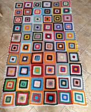 Coperta fatta a mano della nonna plaid, letto, crochet ,uncinetto, lana vintage 