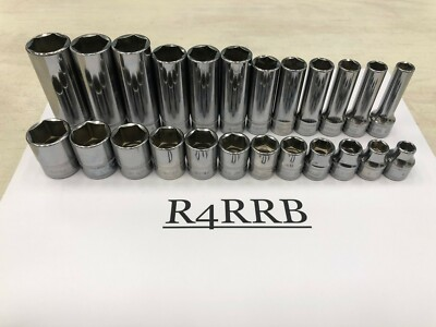 #ad Snap on Tools NEW 3 8quot; Drive 6pt METRIC Shallow Deep Chrome Socket Set 224SFFSM $499.95