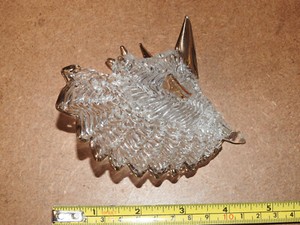 glass conch seashell hand blown figurine w/gold plated spines