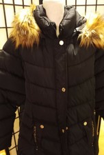 Women's Black Puffer Zipper Front Faux Fur Hooded Winter Coat 1x