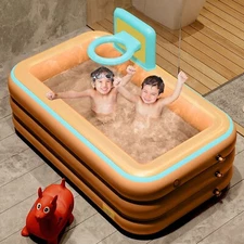 Toy Inflatable Pool w/Basketball Rack Thickened Family Inflatable Swimming Pool