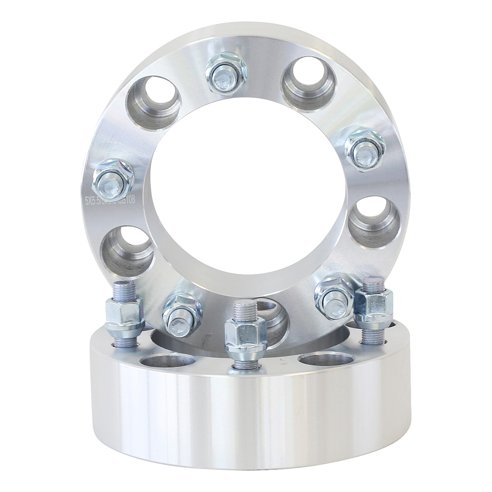 2" Wheel Spacers (Pair) – 5x5.5 Bolt Pattern, 1/2"-20 Threads – For Jeep, Ford, Dodge Trucks