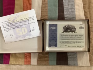 RARE Enron Corp Memento Stock Certificate Employee Gift Lucite Paperweight Lay