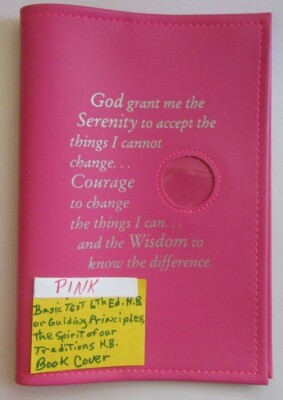 Narcotics Anonymous 6th Edition Basic Text NA Book cover Pink Coin Holder Token