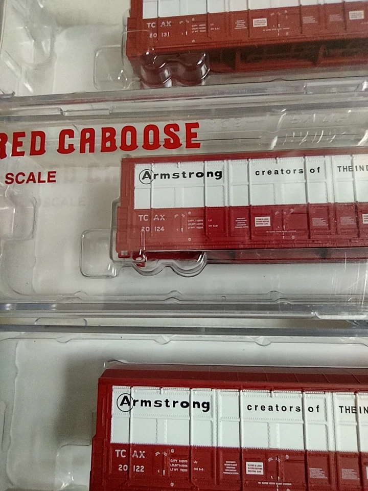 N Scale Train Lot Of 12 Red Caboose TCAX Armstrong Thrall 54' Boxcars 6 Dif#💫T1 - Image 3 of 4