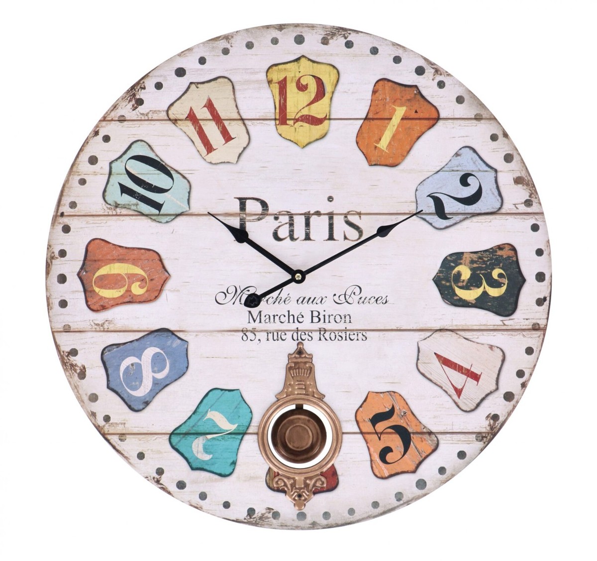 Reloj de Pared PVC Péndulo Paris Colorido Casa Vintage Muebles