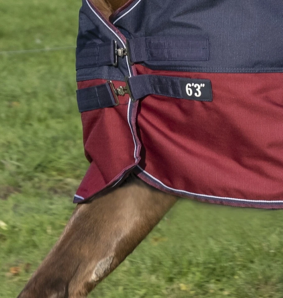 Pferde Outdoordecke 50g High Neck Equithème 1200D Weide- Regendecke blau/rot - Bild 3 von 4