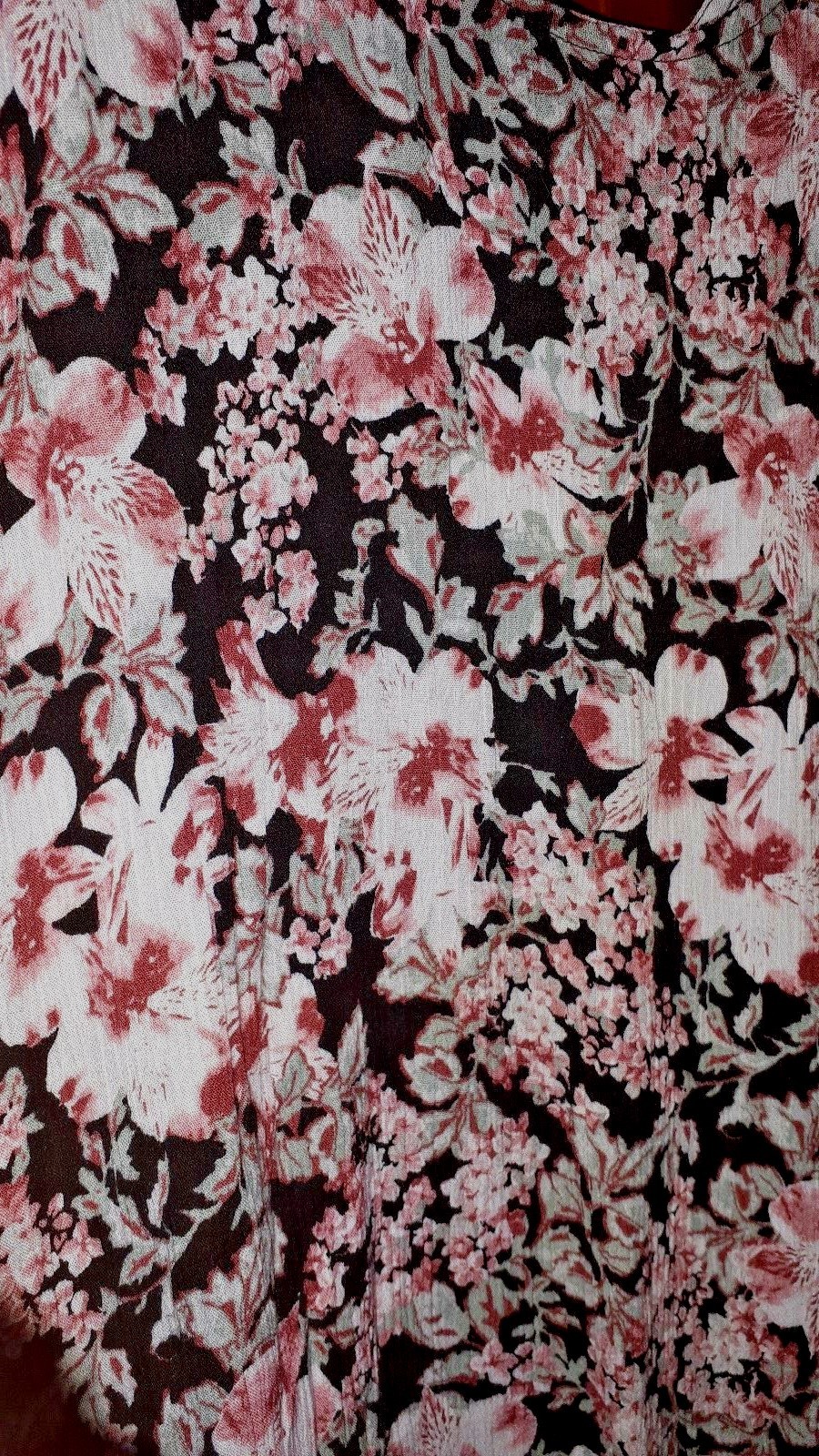 Black pink green floral & lace crinkle summer evening dress 16 Laura Scott BNWT image 3