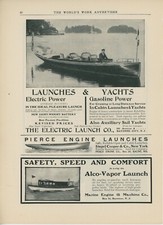 1902 Electric Launch Vintage Boat Ad Engine Yacht Lake Boating Bayonne NJ