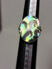 Sterling Silver Abalone Shell Statement Ring  Size 8