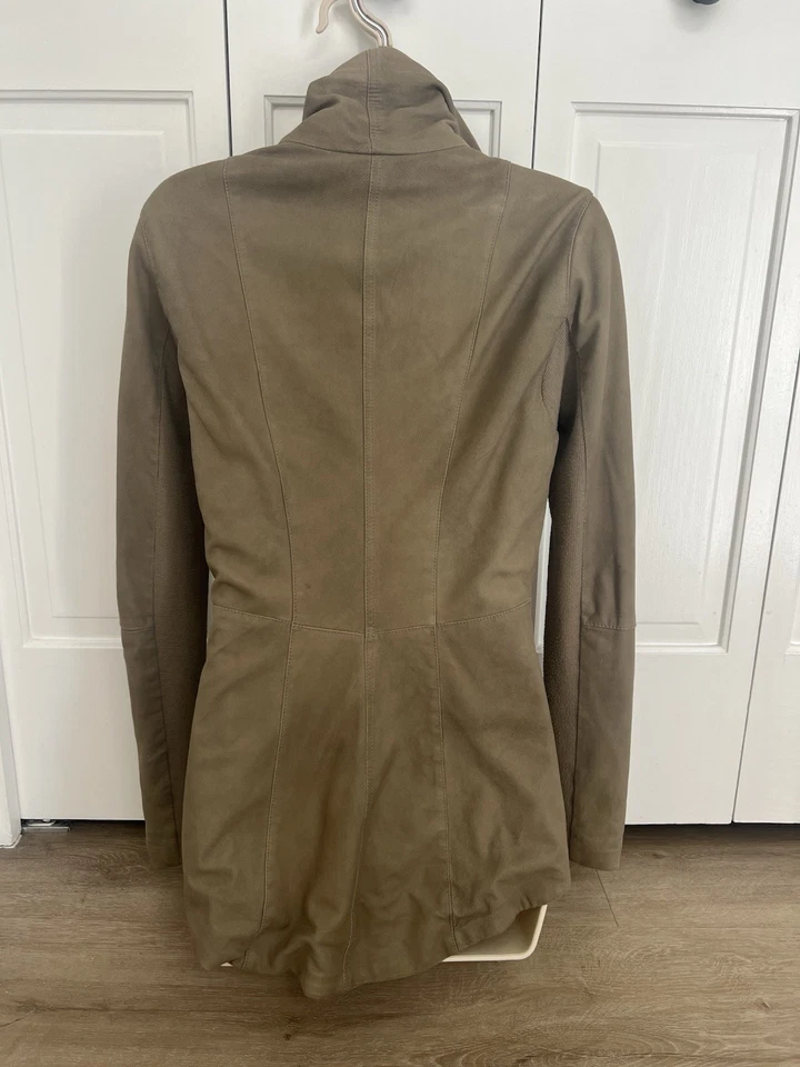 VEDA Stevie genuine Leather & Silk Moto Draped Women’s Jacket Size Medium - Image 4 of 4