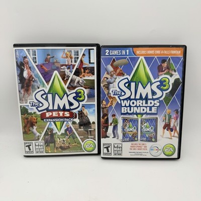 The Sims 3 Pets Expansion + Sims 3 Worlds Bundle PC Mac DVD Lot of 2 Complete