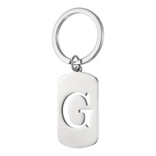 Initial Letter Key Chain, A-Z KeyChain Pendant Key Ring, Silver Letter G