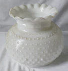 Vintage Hobnail Milk Glass Lamp Shade Ruffled Crimped Top White Replacement