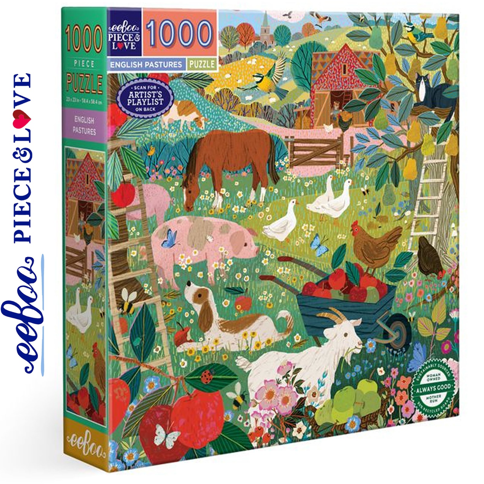 eeBoo ENGLISH PASTURES 1000 pc Square Jigsaw Puzzle Super Deluxe PZT764