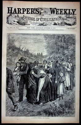 C. S. Reinhart Harper's Weekly COVER ONLY October 23 1875 Dunker Funeral