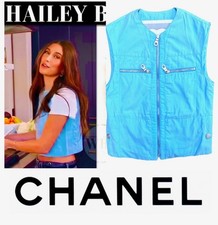 Chanel Vintage 2002 Blue Sport CC Logo Jacket Vest 36 38 40 4 6 8 Top S M
