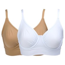 Rhonda Shear 2 Pack Butterknit No Wire Underwire Bra Beige/White XS New