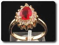 Rubin-Ring 1X9 Mm, 18 K Vergoldet Gold