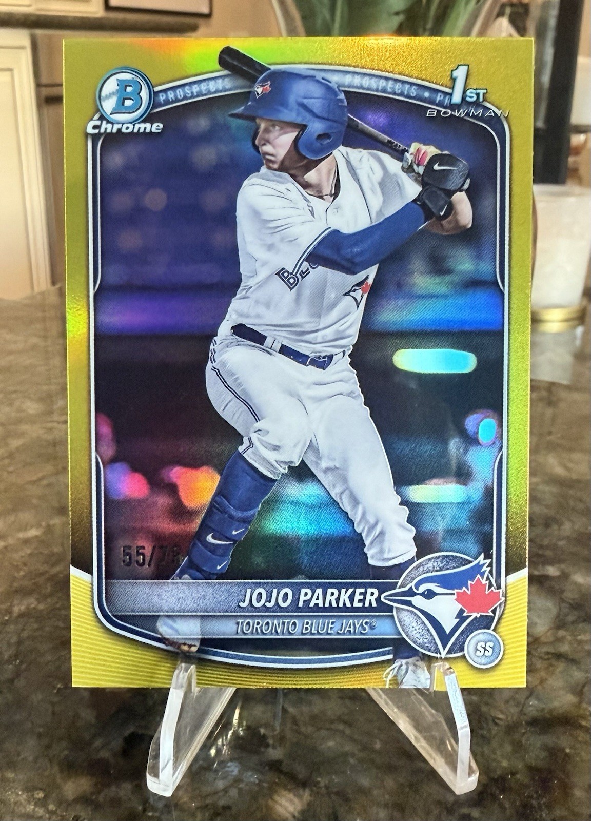 2025 Bowman Draft - Chrome 1st JoJo Parker #BDC-8 Yellow Refractor /75 Blue Jays