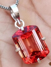 Natürliches Padparadscha 35 Ct Saphir 925 Silber Anhänger zertifiziert