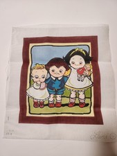LANI Hand Painted Needlepoint Canvas Children Trio Kids Siblings