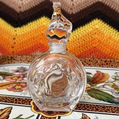 Vtg Panthère de Cartier Perfume Cut Glass Bottle Crystal Panther Top Art Deco
