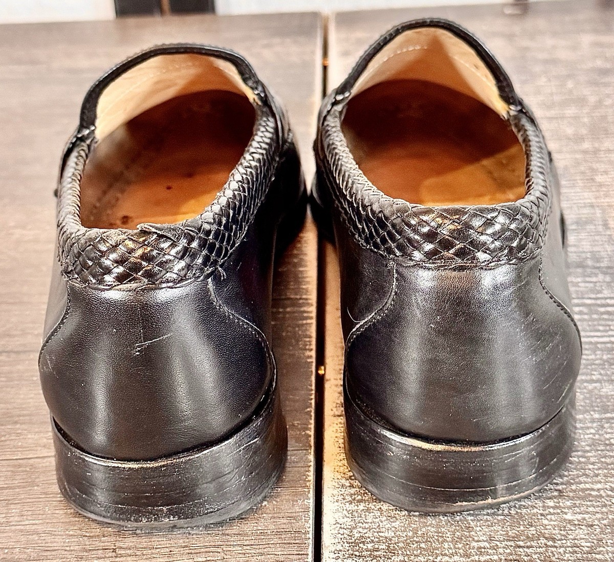 Allen Edmonds Maxfield Tassel Loafers Black Leather Woven 