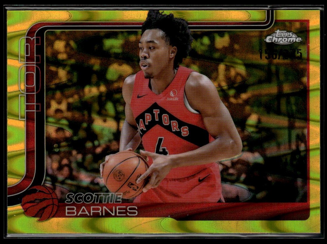 2025-26 Topps Chrome #203 Scottie Barnes Yellow RayWave Refractor #/275