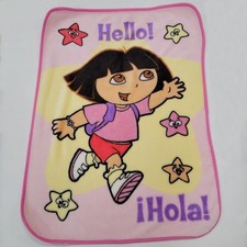 EUC Vintage Dora the Explorer Hola Hello Stars Plush Toddler Blanket 31  X 42  