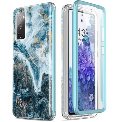 Esdot Case Built-in Screen Protector for Samsung Galaxy S20 FE Opal Marble Teal