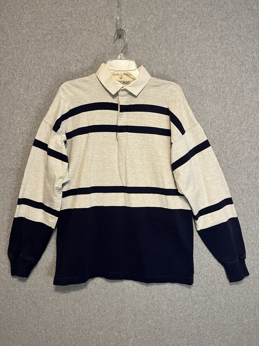 Vintage LL Bean Rugby Shirt Mens Large Heavy Cotton Long Sleeve