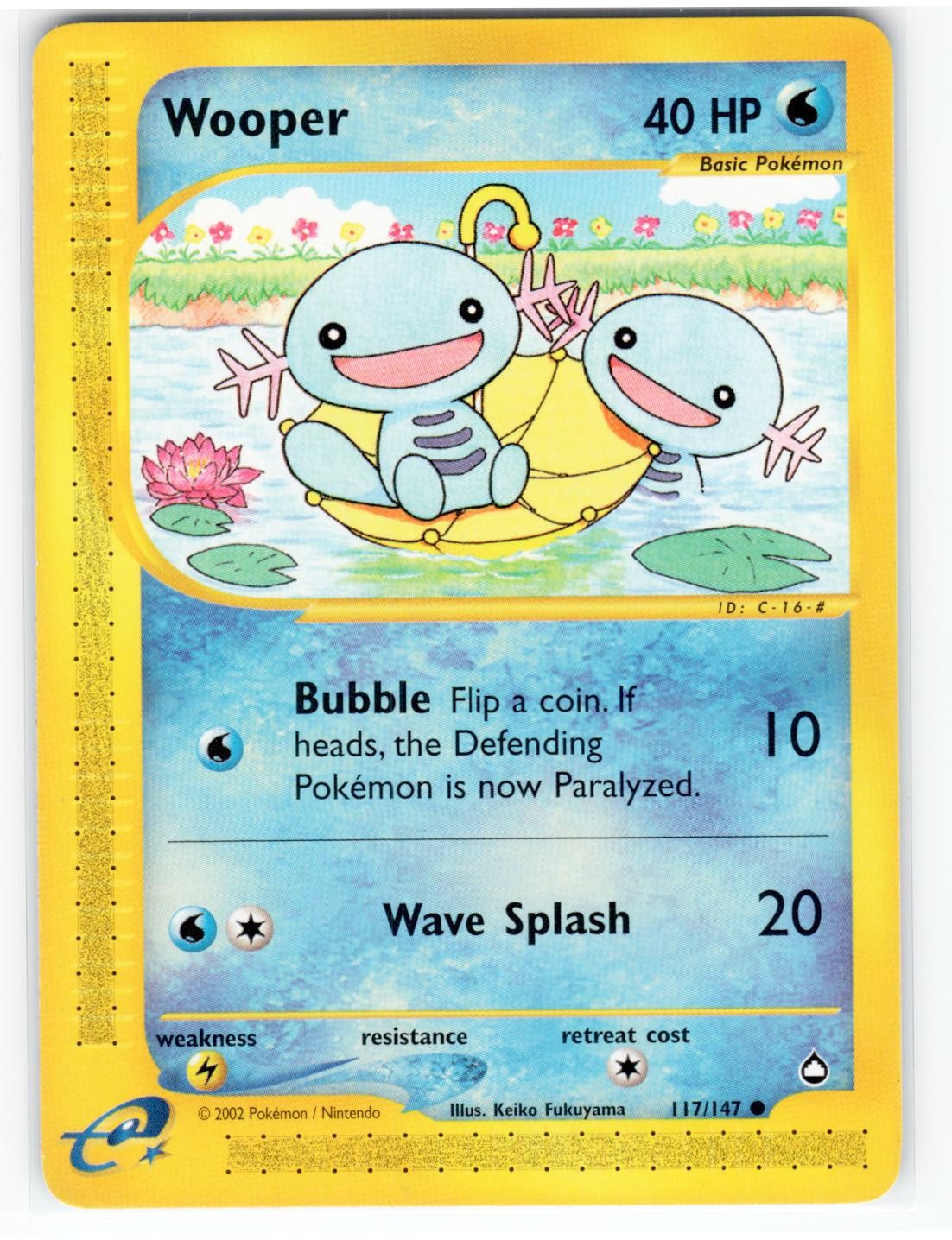 Wooper 117/147 Common Aquapolis Pokemon Near Mint