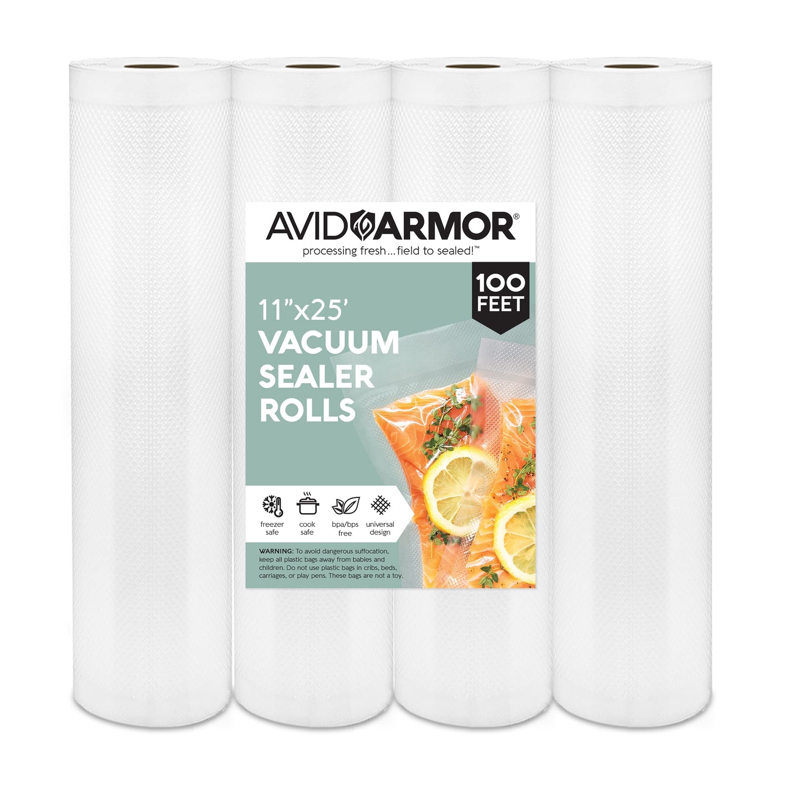 Vacuum Sealer Bags 4 Pack 11x25 Rolls BPA Free Food Storage