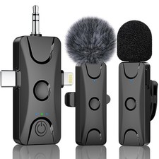 Wireless Lavalier Microphone for iPhone Android: Mini Lapel Mic with Intellig...