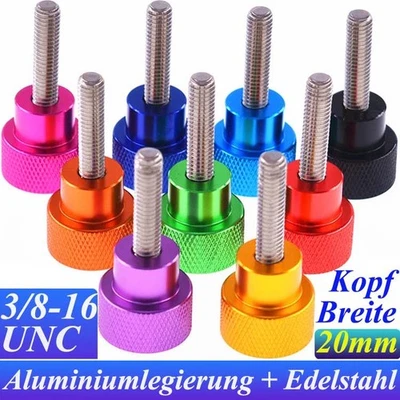 Rändelschraube Bolzen 3/8-16UNC Kopfbreite: 20mm Aluminiumlegierung + Edelstahl - Bild 1 von 4