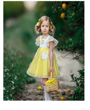 NWT Girls Dollcake You Are My Sunshine Yellow Gingham Embroidered Lace Dress 4