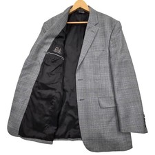 Jos A Bank Traveler Collection Tailored Fit 100 Wool Blazer 40R Gray Glen Plaid
