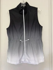 Xersion Women's Full Zip Vest Black/Gray/White, Size M Draw String Waist Pocket