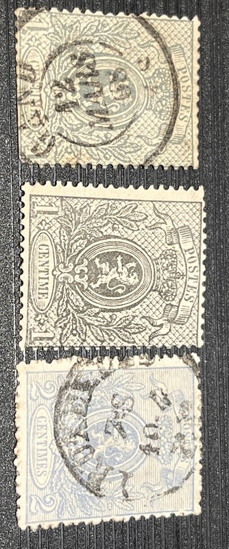 Belgium 1866-1867 Coat of Arms Stamps Lot - Scott #24, 24a, 26 - Used