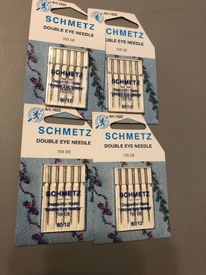 Schmetz 705DE Double Eye Home Sewing Machine Needles Size 80/12 New Lot 4 Packs