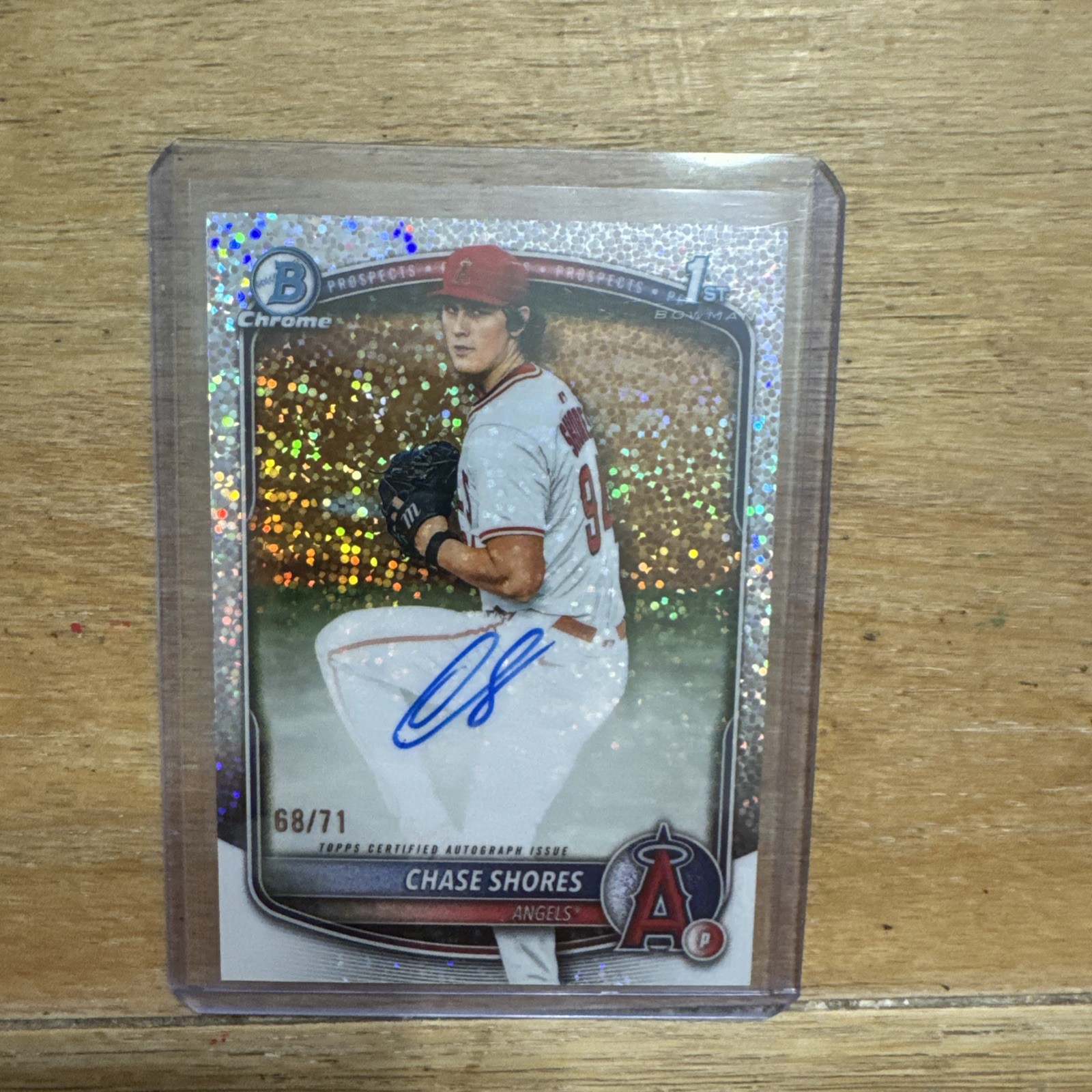 2025 Bowman Draft Chase Shores 1st Chrome Auto Sparkle Speckle /71 Angels