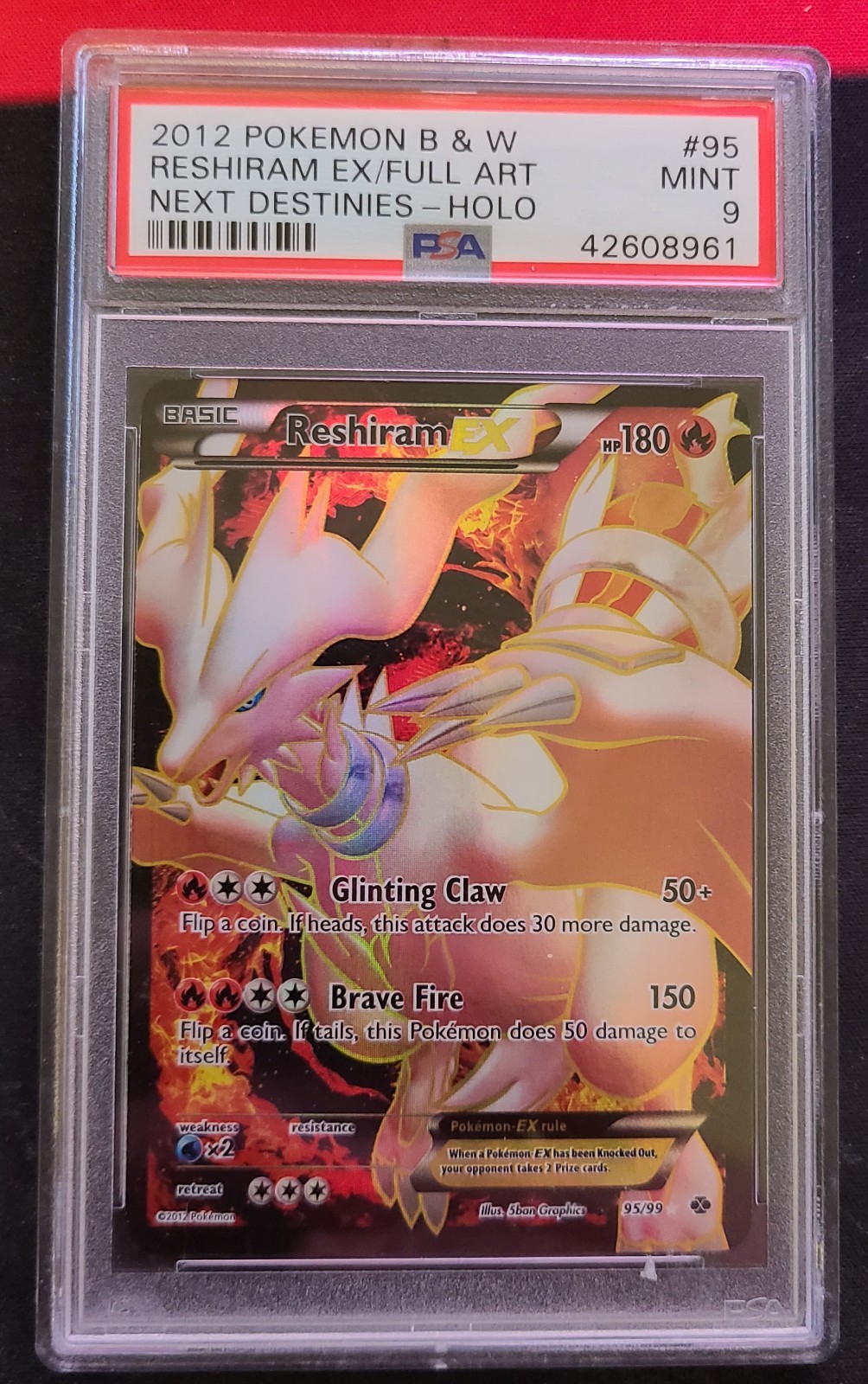 Pokemon Reshiram Ex Full Art Next Destinies 95 Psa 9
