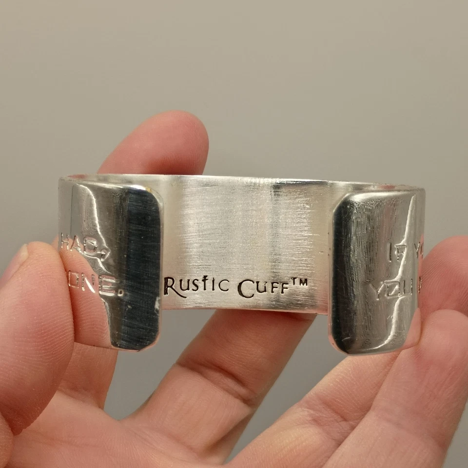 Brazalete Rústico Tono Plata Cita Brazalete Motivacional Grabado 5.5" Foto 2 de 4