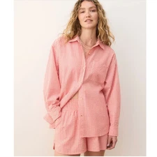 Marine Layer Gracey Oversized Seersucker Shirt Medium vacation coastal beach