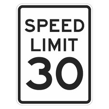 Lyle T1-5023-Eg_18X24 Speed Limit 30 Traffic Sign, 24 In H, 18 In W, Aluminum,