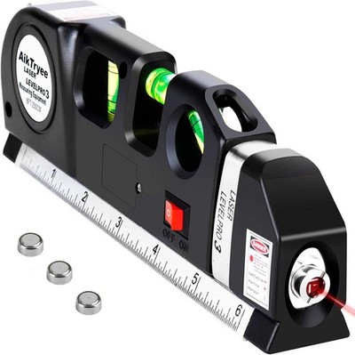 Accurate Cross Line Laser Level with 8ft Tape - Perfect for Picture Hanging